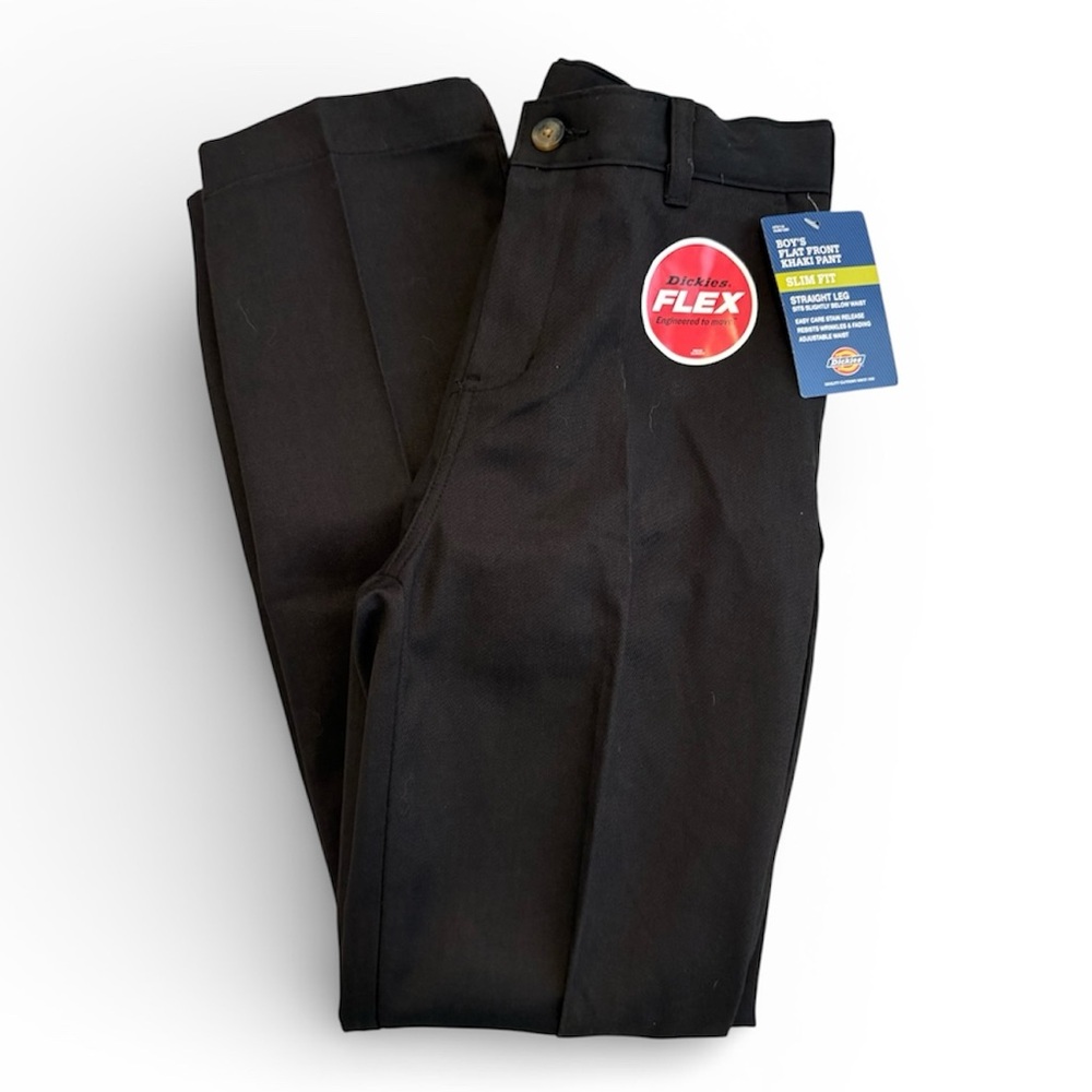 NWT Dickies Flex Boy’s Flat Front Slim Fit Straight Leg Navy Pants Size 14